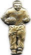 A bronze statue of a person holding a ball

Description automatically generated