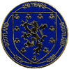 A blue and silver shield with a lion and a lion

Description automatically generated