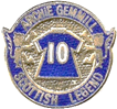 A blue and gold badge with white text

Description automatically generated